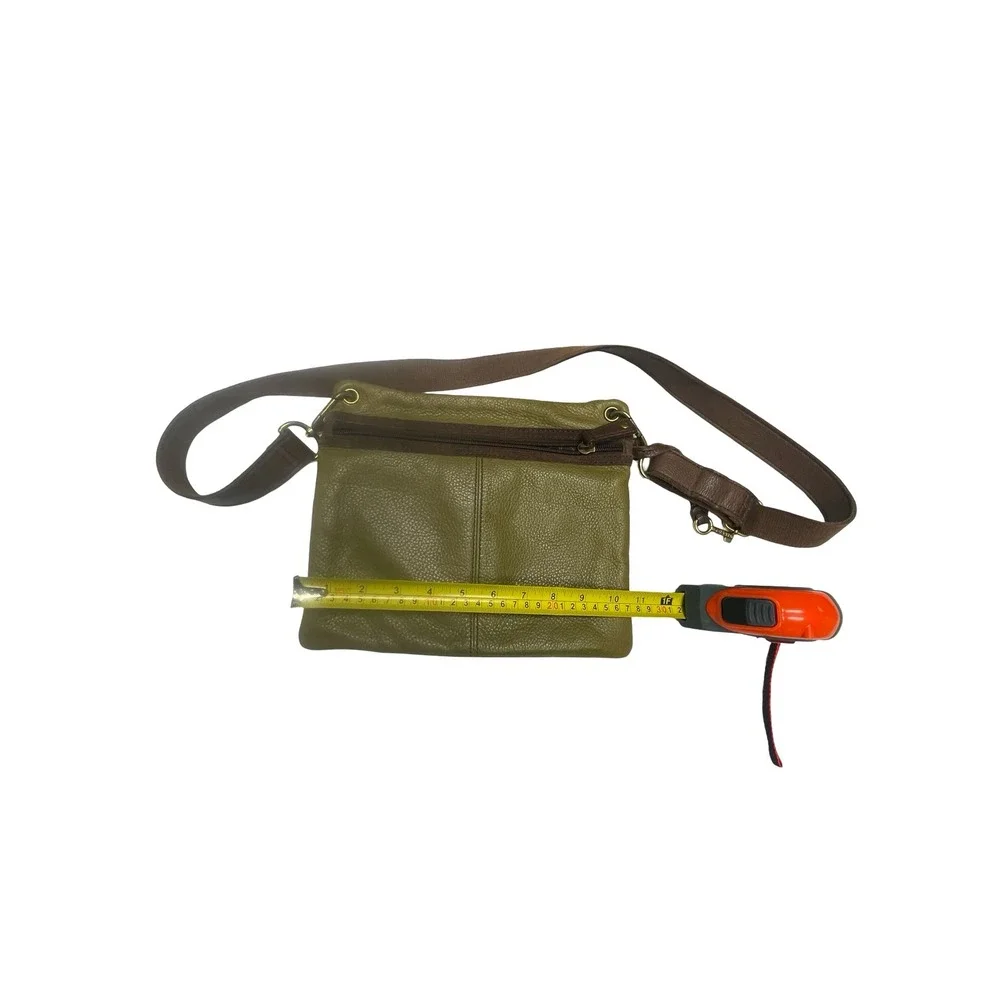 Fossil Vintage Colorblock Leather Crossbody Bag Multi Pocket Olive Green Y2K